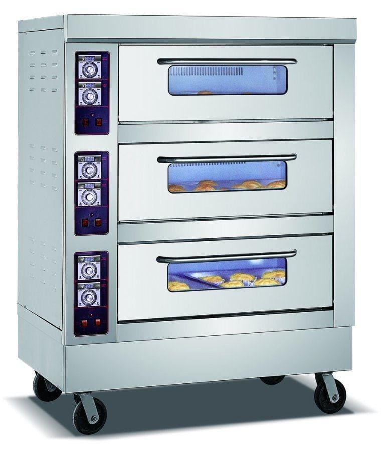 Commercial Bakery Equipment Triple Deck Six Trays Gas Baking Oven for Baking Bread