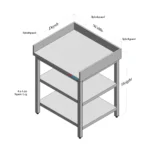 Stainless Steel Table with Backsplash, Left, Right Side Splash, Middle and Bottom Shelf custom