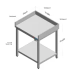 Stainless Steel Table with Backsplash, Left, Right Side Splash and Bottom Shelf custom