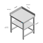 Stainless Steel Table with Backsplash, Left Side Splash, Middle Shelf and Open Base custom