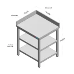 Stainless Steel Table with Backsplash, Left Side Splash, Middle and Bottom Shelf custom