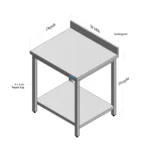 Stainless Steel Table with Backsplash and Bottom Shelf custom