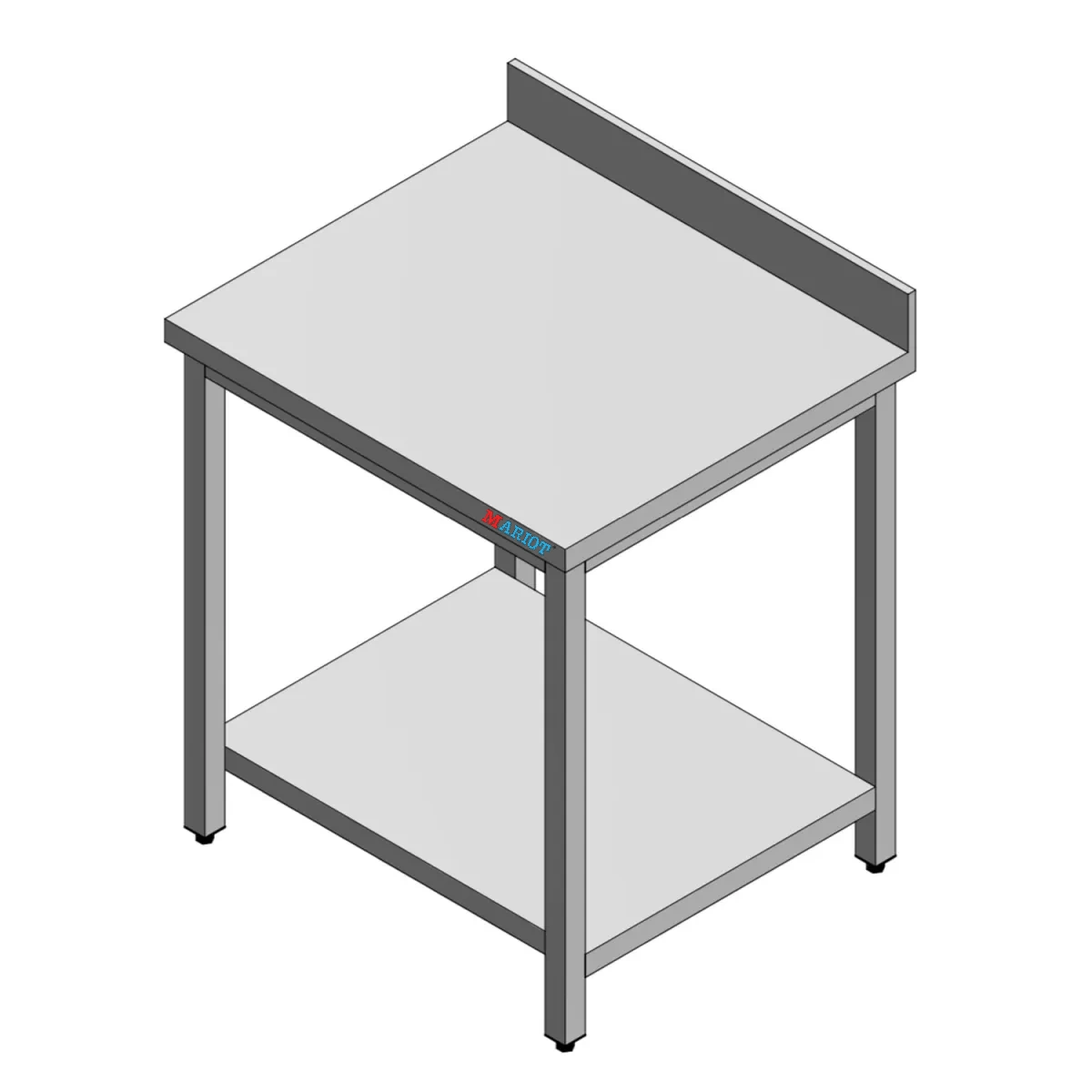 Stainless Steel Table with Backsplash and Bottom Shelf
