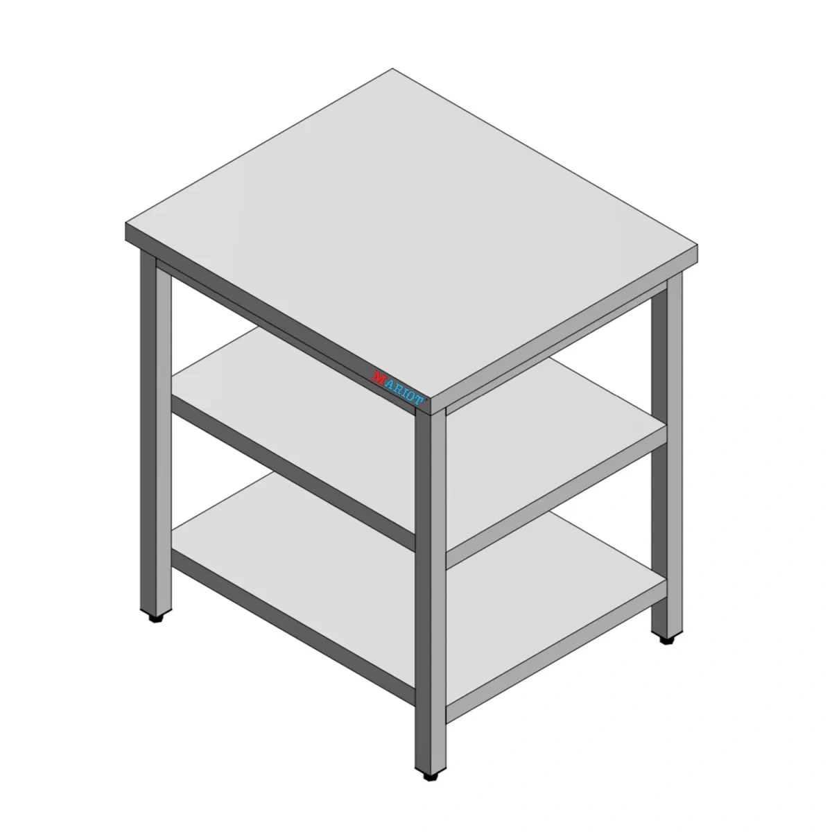 Stainless Steel Table with Middle and Bottom Shelf