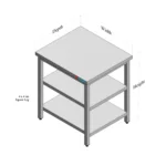 Stainless Steel Table with Middle and Bottom Shelf custom