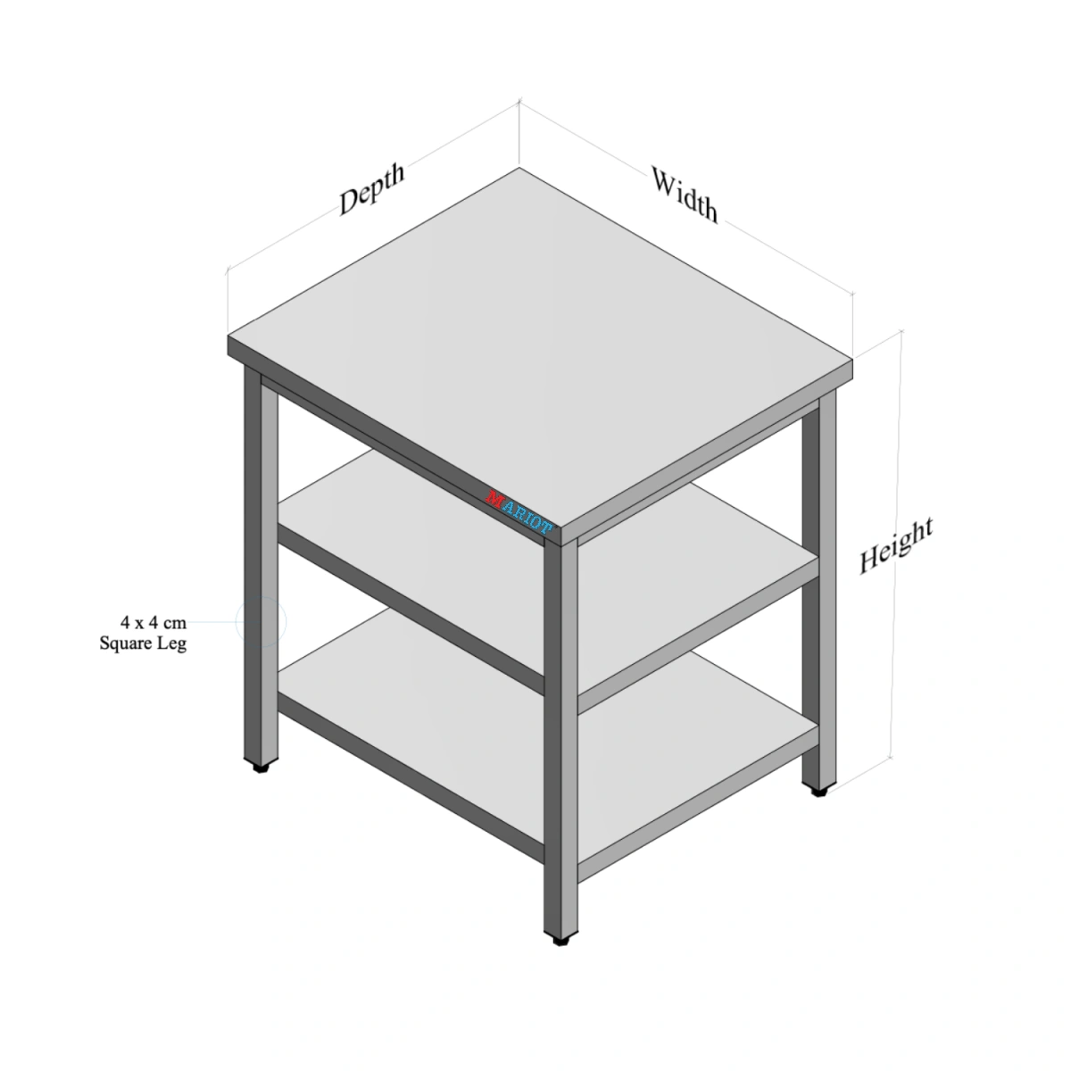 Stainless Steel Table with Middle and Bottom Shelf custom