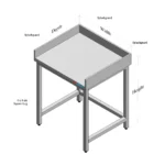 Stainless Steel Table with Rear, Right, Left Side Splash and Open Base custom