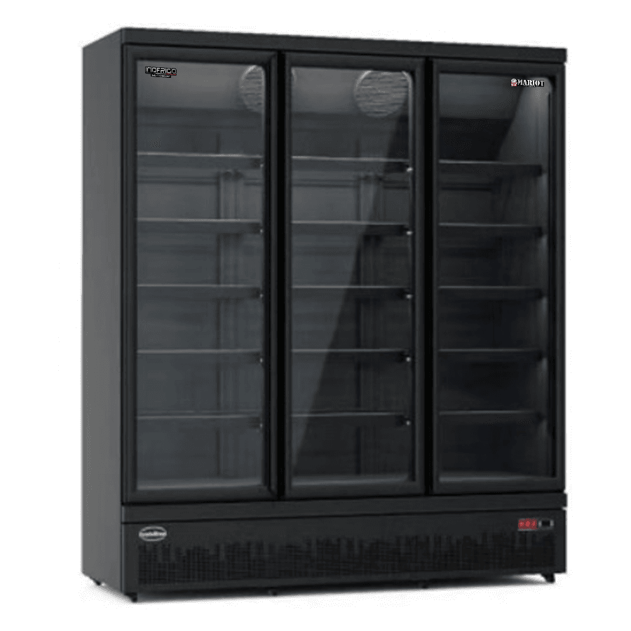 Three door upright beverage Freezer Full black LBC1880 BLACK