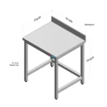 mariot kitchen equipment Stainless Steel Table with Backsplash and Open Base size