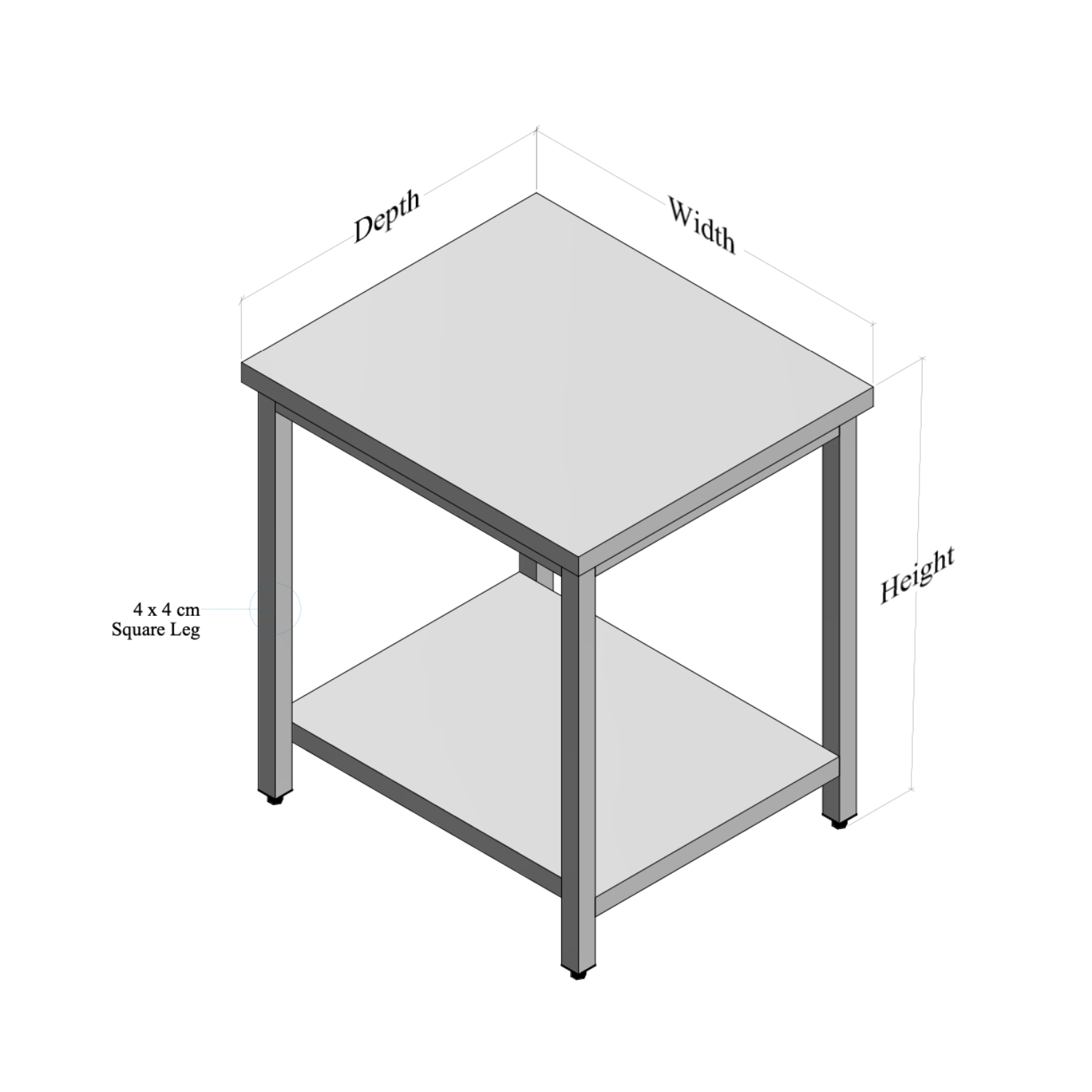 SOF_11 Stainless Steel Table with Bottom Shelf