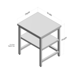 Stainless Steel Table with Middle Shelf and Open Base