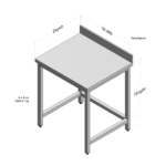 Stainless Steel Table with Backsplash and Open Base