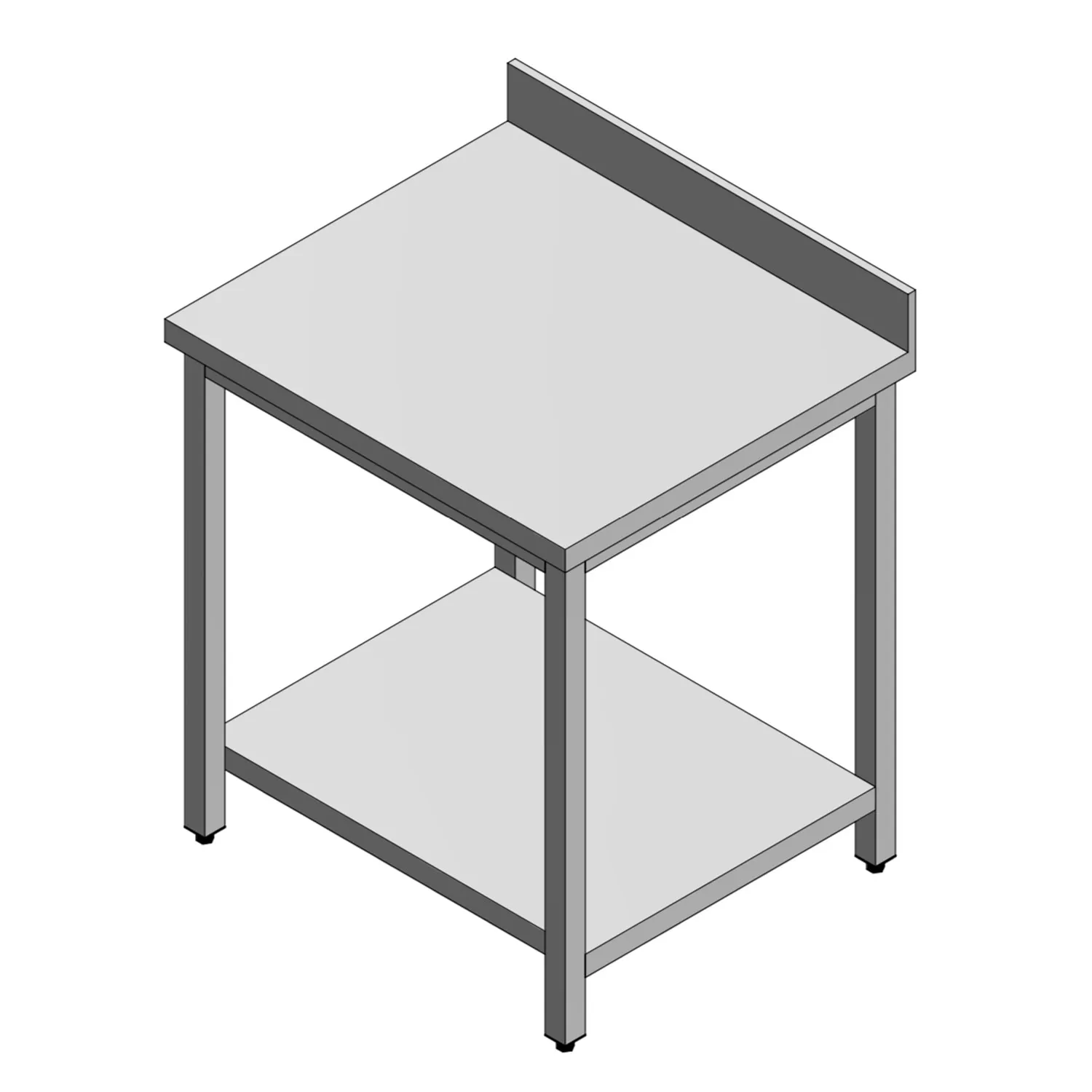 table14 Stainless Steel Table with Backsplash and Bottom Shelf